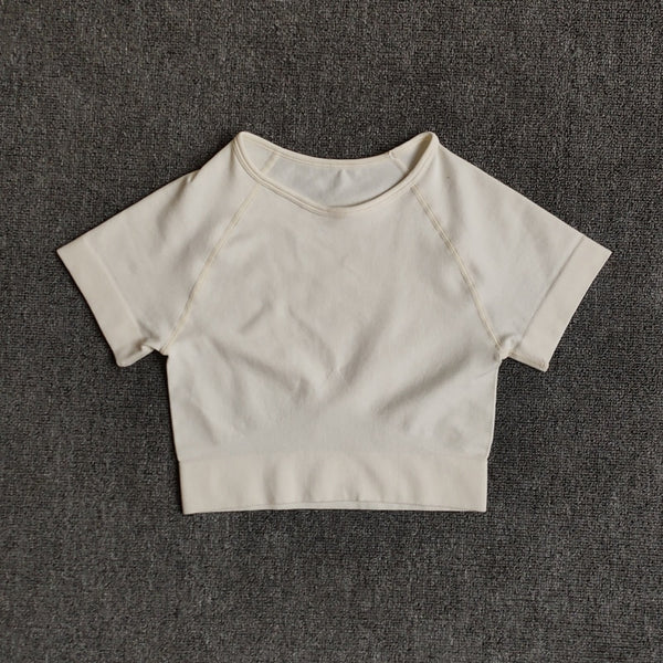 Short Sleeve Solid Color Vital Seamless Crop Tops