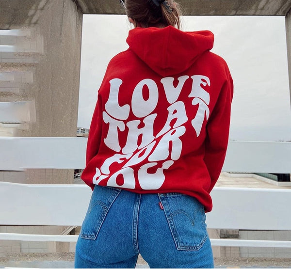 Cotton Letter Print Hooded Sweatshirts
