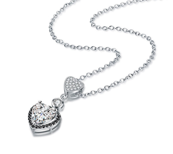 Black Stone Heart Pendant Necklaces