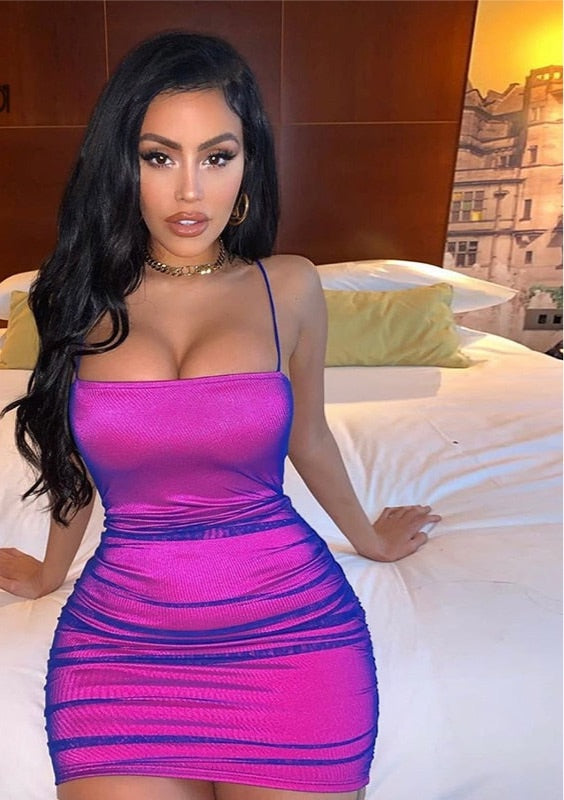 Mesh Sling Bodycon Mini Dress